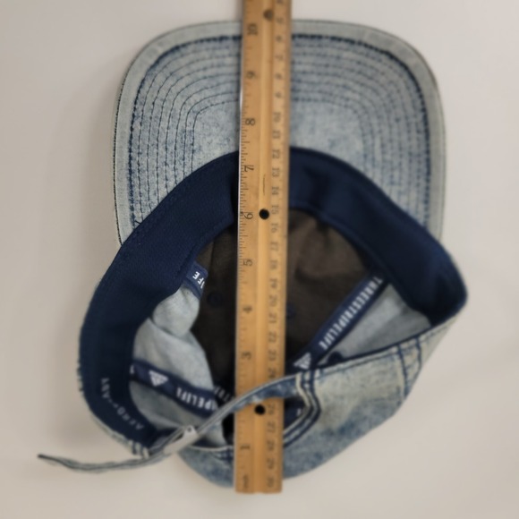 Adidas  Lot of 2 Trefoil Caps Unisex– White Strapback + Acid-Wash Denim Hat - Picture 13 of 14